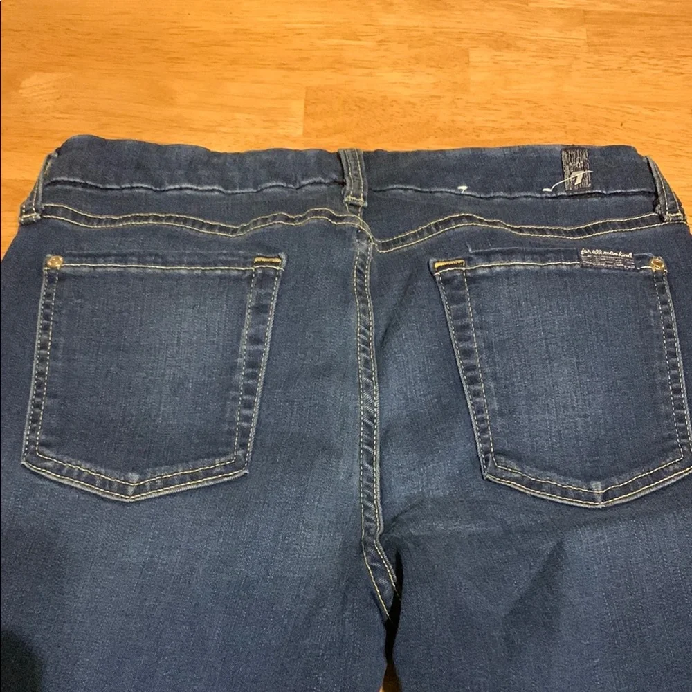 7 For All Mankind Blue Straight Leg Jeans with Classic Indigo Wash